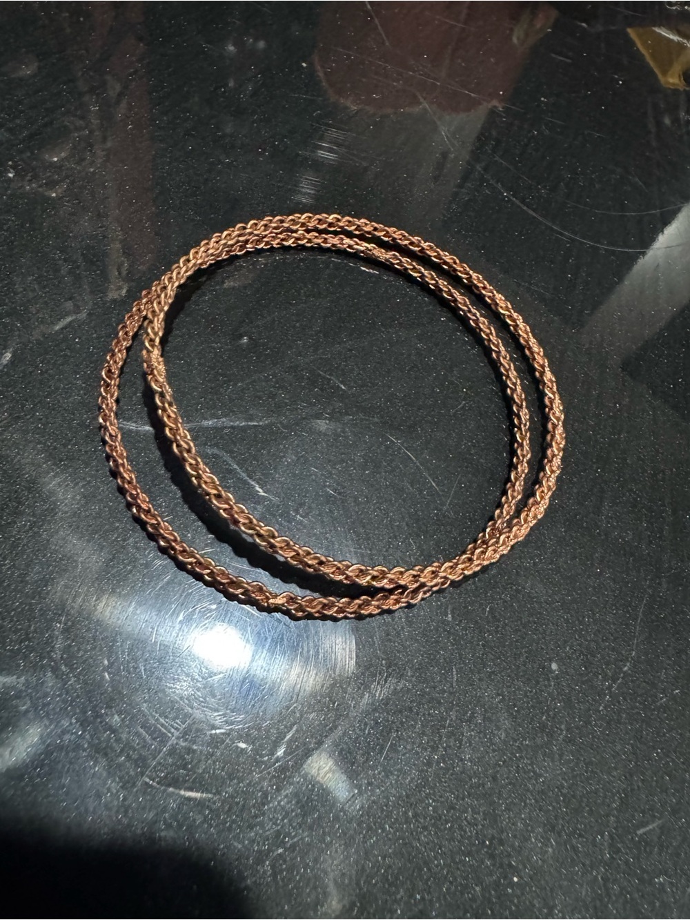 Braided Copper Tone Bangle Set Simple Stackable Bracelets stackable